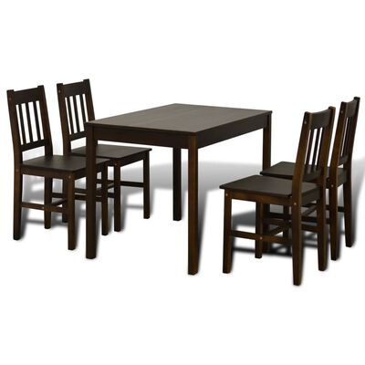 Wooden Dining Table with 4 Chairs Brown