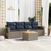 vidaXL 5 Piece Garden Sofa Set with Cushions Grey Poly Rattan