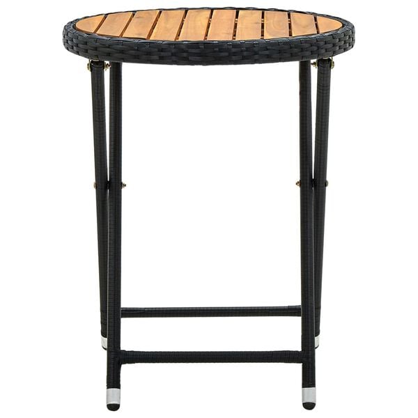 vidaXL Tea Table Black PE Rattan Small Foldable Tea Table Round