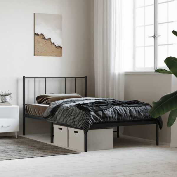 vidaXL Bed Frame Black Powder-coated steel Small Single Bed Frame