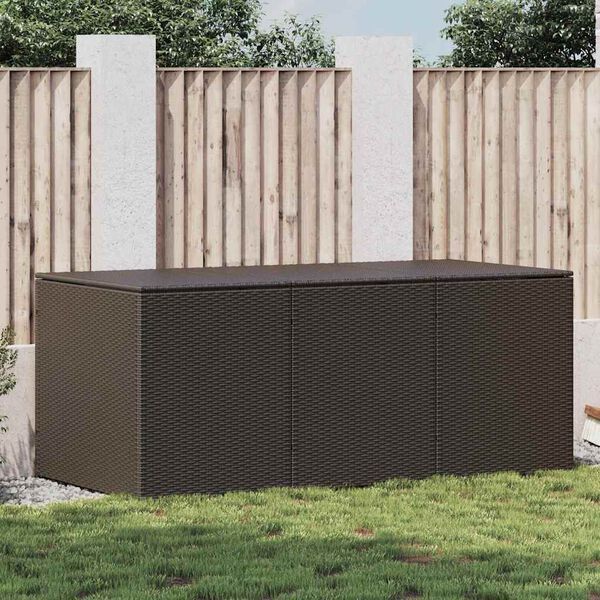 vidaXL Storage Chest Brown Poly Rattan Large Garden Storage Box