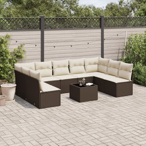 vidaXL Garden Sofa Set Brown PE Rattan Modular Garden Sofa Set