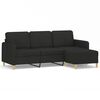 vidaXL 3-Seater Sofa With Footstool Black