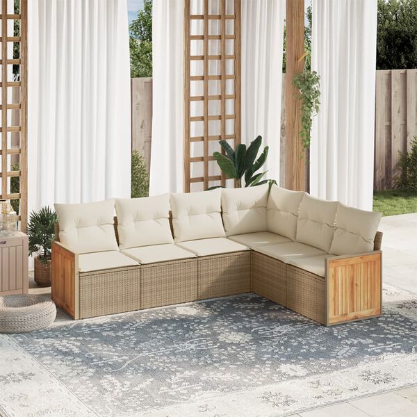 vidaXL Garden Sofa Set Beige PE rattan, powder-coated steel Large