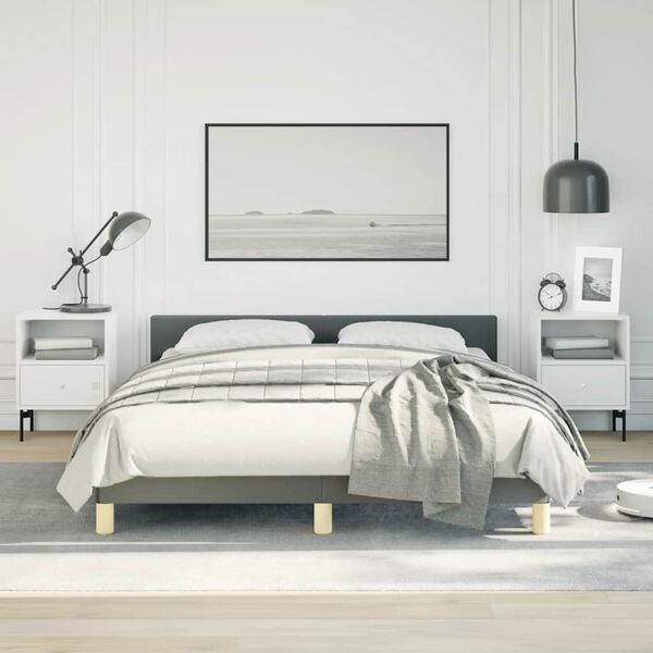 vidaXL Bed Frame With Headboard Dark Grey