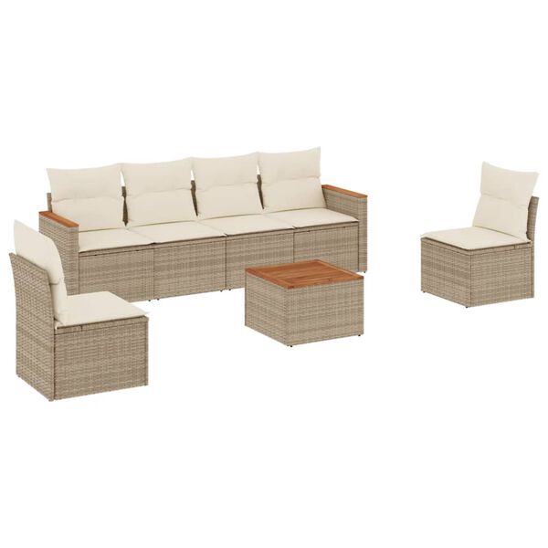 vidaXL Garden Sofa Set Beige Poly Rattan Large Modular Garden Sofa Set