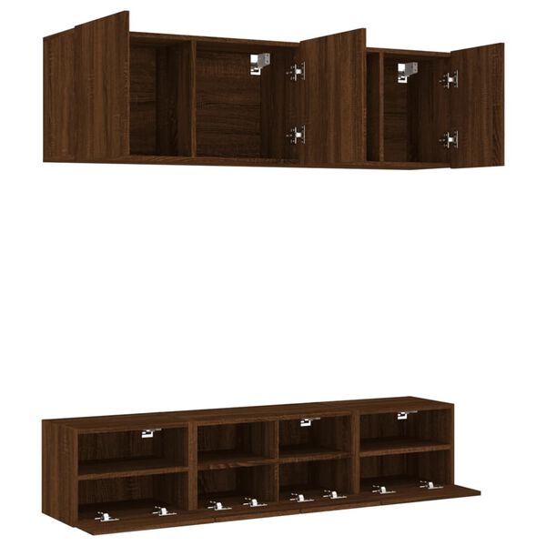 vidaXL TV Wall Unit Brown Oak Engineered wood Medium TV Wall Unit