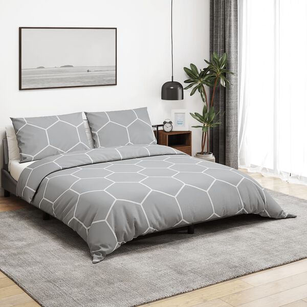vidaXL Duvet Cover Set Set of 2 Grey 100% Cotton King Lightweight