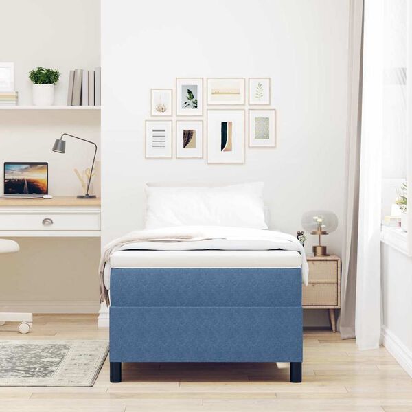vidaXL Box Spring Bed Blue 35.4" x 78.7" Corduroy fabric