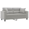vidaXL 2-Seater Sofa with Pillows&Cushions Light Gray 55.1" Microfiber Fabric