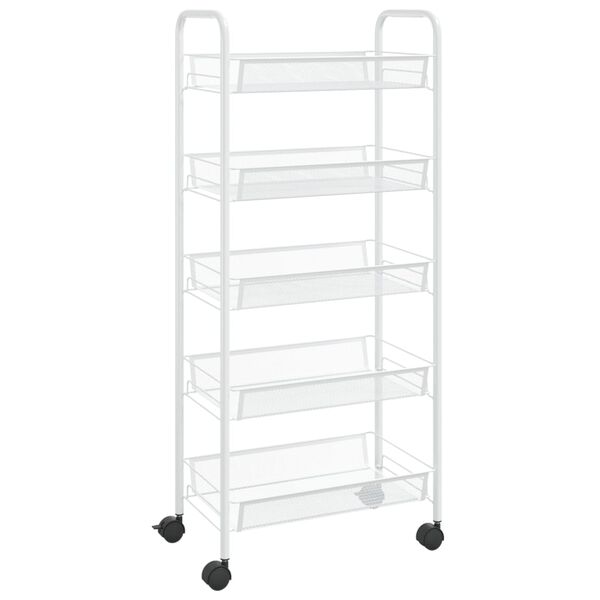 vidaXL 5-Tier Kitchen Trolley White 18.1"x10.2"x41.3" Iron