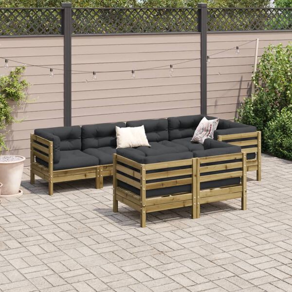 vidaXL Garden Sofa Set Anthracite Solid pine wood, Oxford fabric, PP cotton
