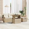 vidaXL Garden Sofa Set with Cushion 6 pcs Beige Poly Rattan