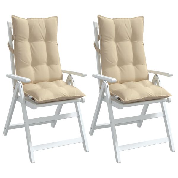 vidaXL Highback Chair Cushion Set of 2 Beige