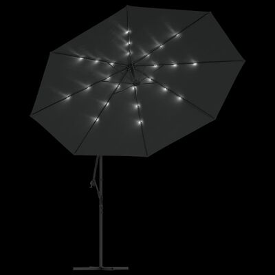 vidaXL Cantilever Umbrella with LED Lights and Metal Pole 137.8" Anthracite