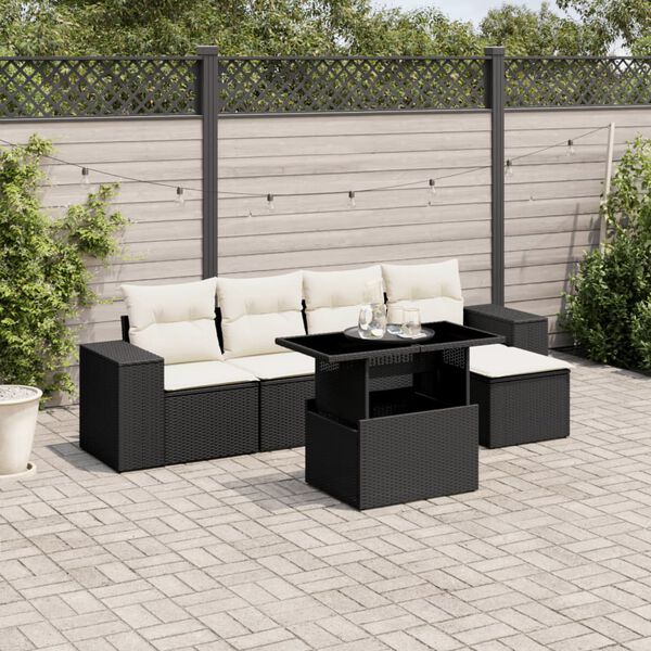 vidaXL Garden Sofa Set Black and Cream White