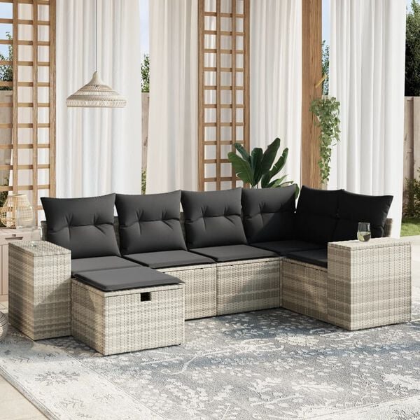 vidaXL Garden Sofa Set Light Grey Poly Rattan and Powder-Coated Steel