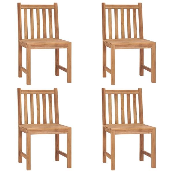 vidaXL Patio Chair Set of 4 Brown Teak Wood Standard Durable