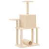 vidaXL Cat Tree Cream Engineered wood, plush, sisal Medium Cat Tree