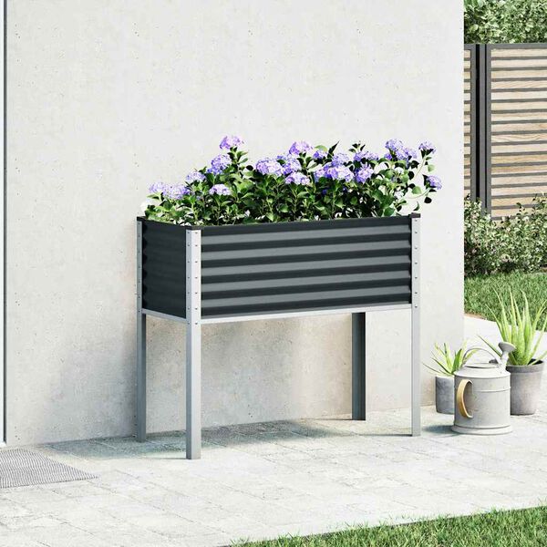 vidaXL Garden Planter Anthracite Steel 39.4 x 16.1 x 35.4 in Durable