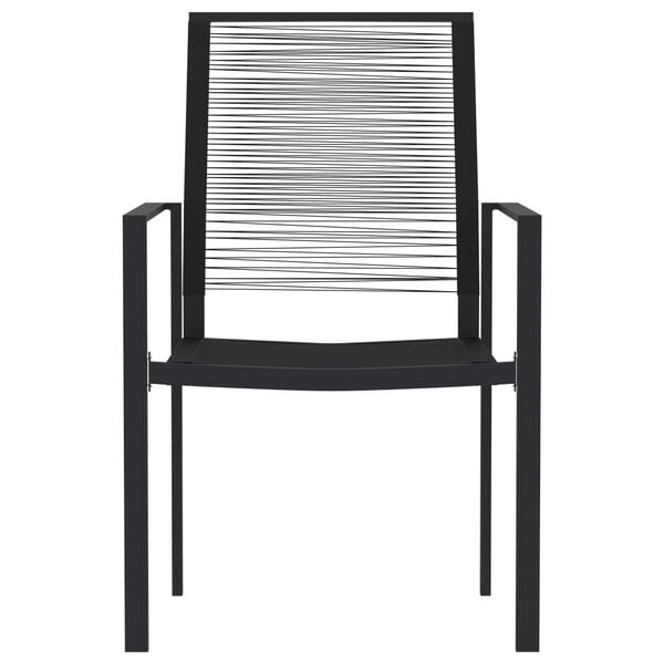 vidaXL Dining Set Black Powder-coated steel, glass, PVC rattan