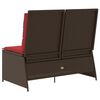 vidaXL Reclining Patio Bench with Cushions Brown Poly Rattan