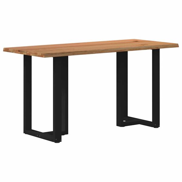 vidaXL Bar Table Light brown, Black Solid oak wood, Powder-coated steel