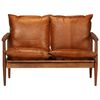 vidaXL Sofa Set Brown with natural wood finish