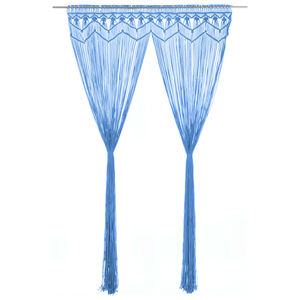 vidaXL Macrame Curtain Blue 55.1x94.5" Cotton