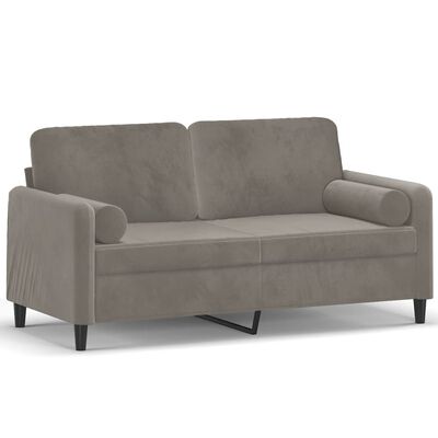 vidaXL 2-Seater Sofa with Pillows&Cushions Light Gray 55.1" Velvet