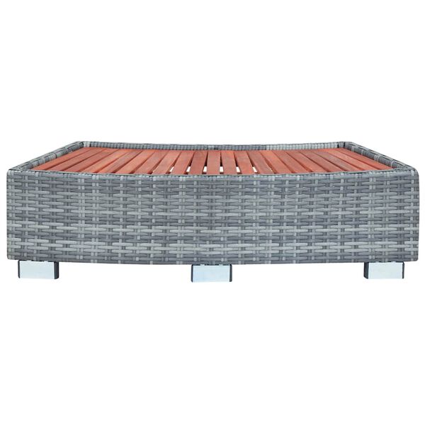 vidaXL Spa Step Grey PE rattan, eucalyptus wood, powder-coated steel