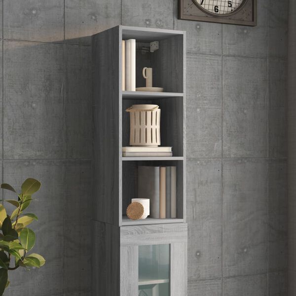 vidaXL Wall Cabinet Grey Sonoma Engineered wood 12.8x13.6x35.4 in