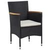 vidaXL Dining Set Black and Brown PE Rattan Large Removable Covers