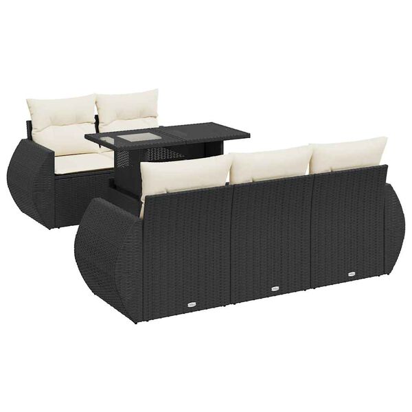 vidaXL Garden Sofa Set Black and Cream White