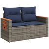 vidaXL Patio Sofa with Cushions 2-Seater Gray Poly Rattan