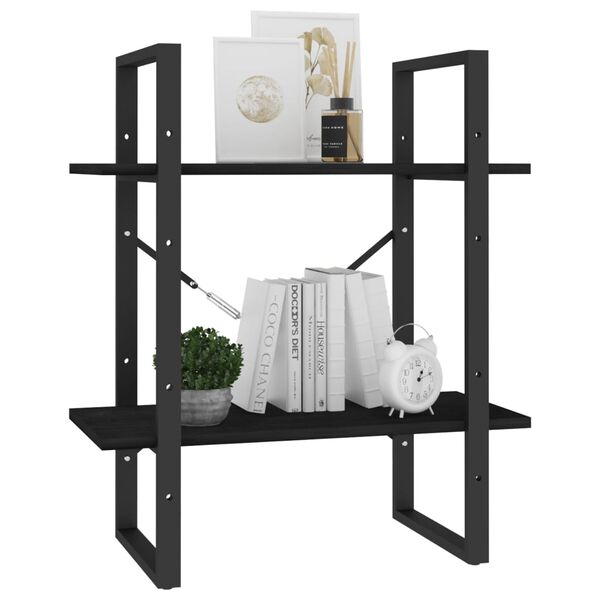 vidaXL Book Cabinet Black Solid pine wood, metal Medium Book Cabinet