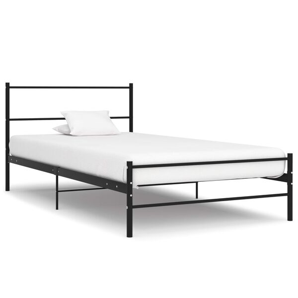 vidaXL Bed Frame Black Metal Twin Durable Bed Frame Rectangular