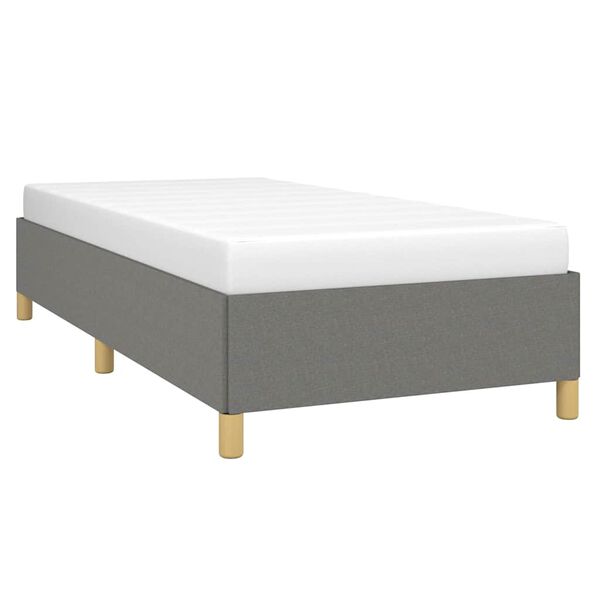 vidaXL Bed Frame Dark Grey Polyester, Plywood, Engineered Wood Twin XL