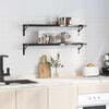 vidaXL Wall Shelf Black Stainless steel with black finish Wall mounting