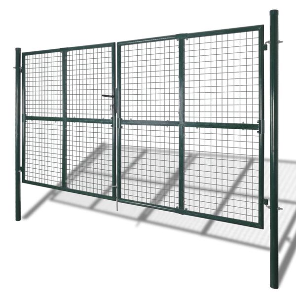 vidaXL Double Door Fence Gate 118.1x59.1" Powder-Coated Steel