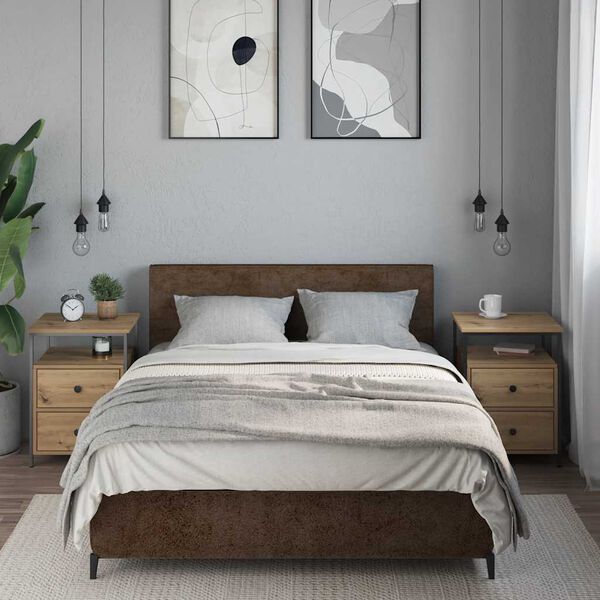vidaXL Bedside Cabinet Set of 2 Artisan oak Engineered wood, metal