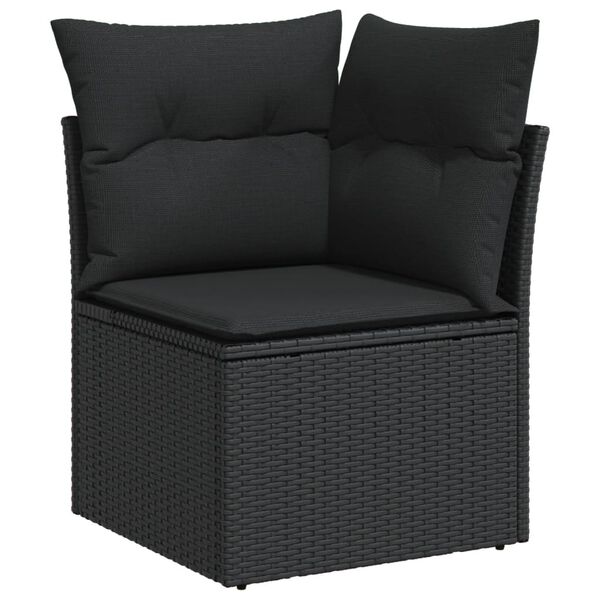 vidaXL Garden Sofa Set Black PE Rattan Large Adjustable Feet