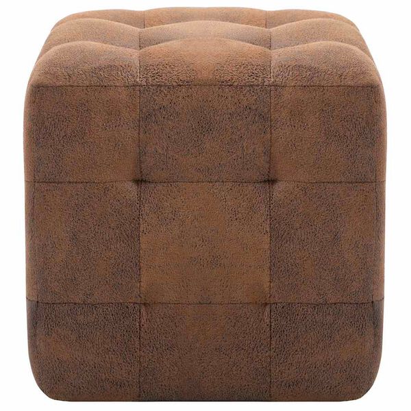 vidaXL Pouffe 2 pcs Brown 11.8" x 11.8" x 11.8" leather