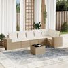 vidaXL 7 Piece Patio Sofa Set with Cushions Beige Poly Rattan