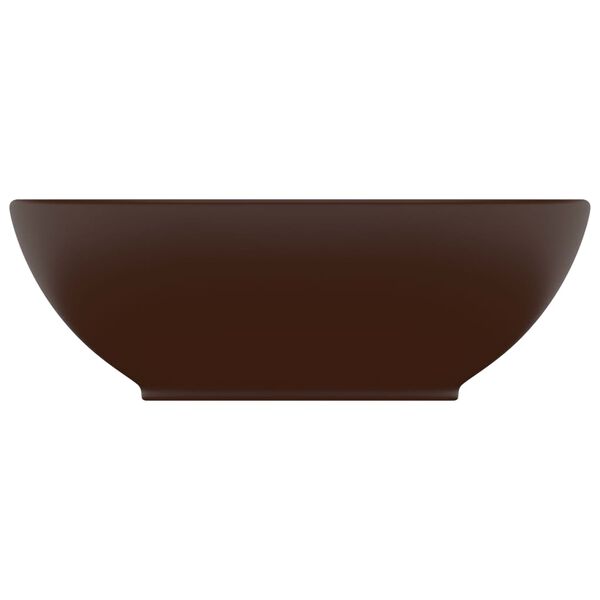 vidaXL Luxury Basin Oval-shaped Matt Dark Brown 15.7x13.0" Ceramic