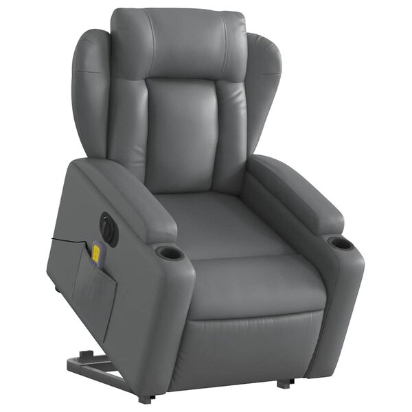 vidaXL Electric Stand Up Massage Recliner Chair Grey