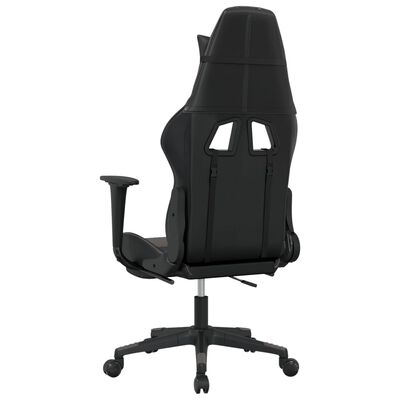 vidaXL Gaming Chair with Footrest Black and Gray Faux Leather