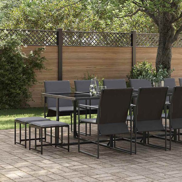 vidaXL Garden Dining Set 17 pcs Black Steel