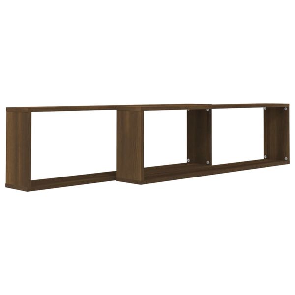 vidaXL Wall Cube Shelf Set of 2 Brown Oak Engineered Wood Medium