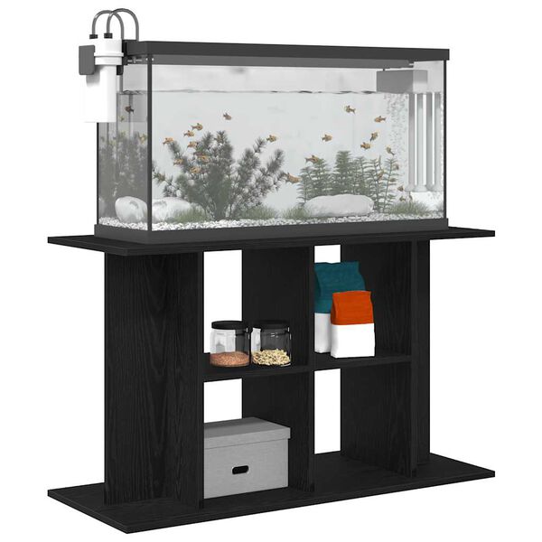 vidaXL Aquarium Stand Black Oak Engineered Wood Medium Aquarium Stand